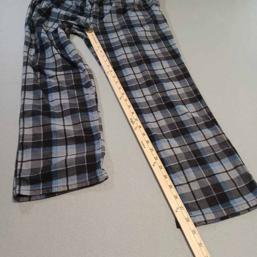 Cuddl Duds Mens XL Pajama Pants Blue Black Plaid Fleece Lounge Sleepwear Relaxed